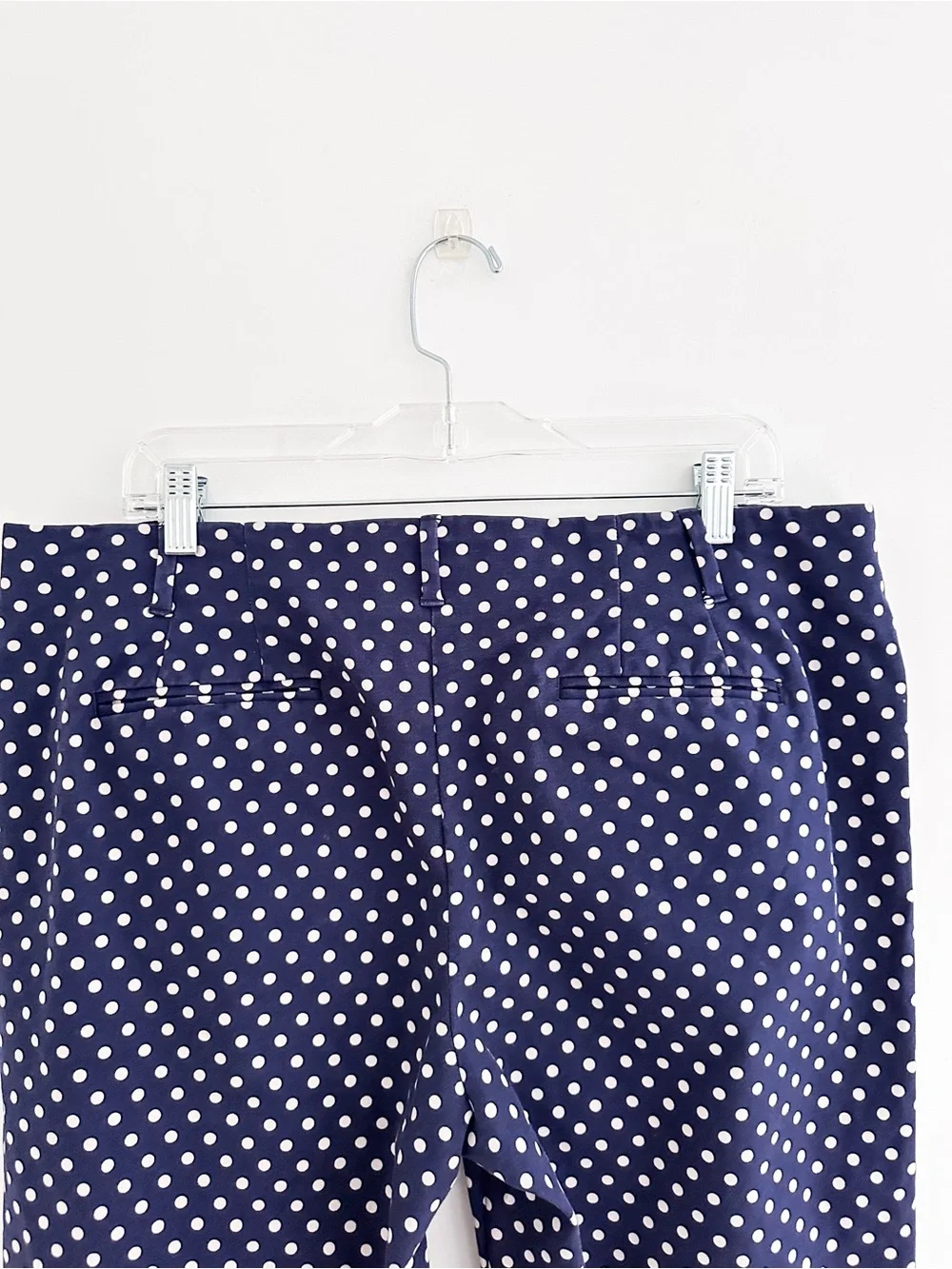 Boden Polka Dot Ankle Pants Navy White Flat Front Coastal Classic Size US 12R